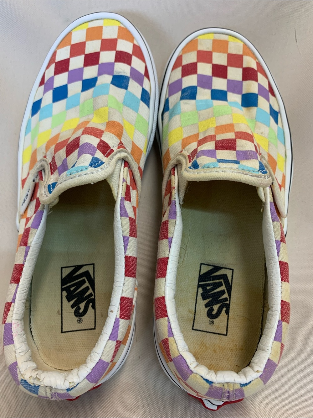 Vans Kids Multicolor Rainbow Checkerboard Slip-On Sneakers